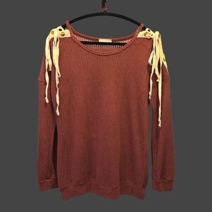 Twenty Second Sweater Pullover Lace Up Long Sleeve Sz Medium